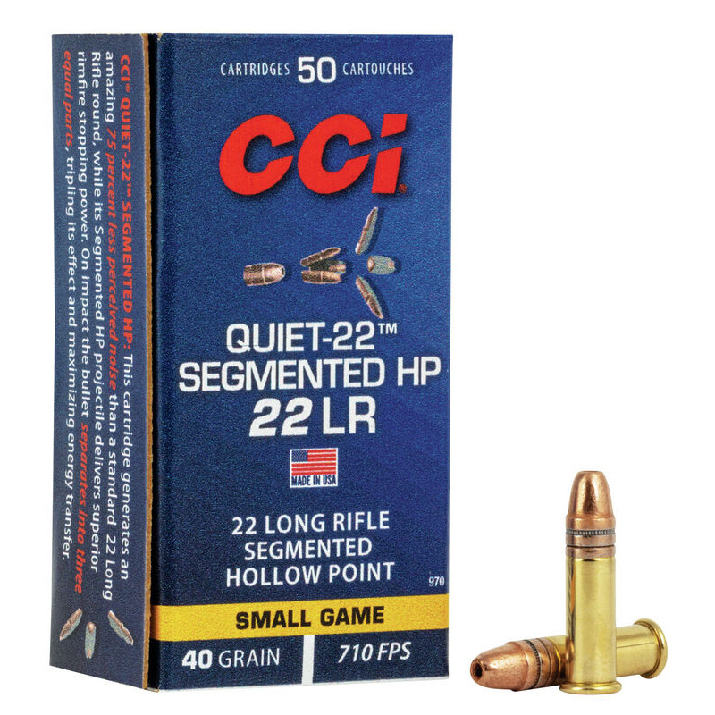 ПАТРОН НАРІЗНИЙ CCI 22LR QUIET-22, SEGMENTED HP 2,6ГР (40GR)