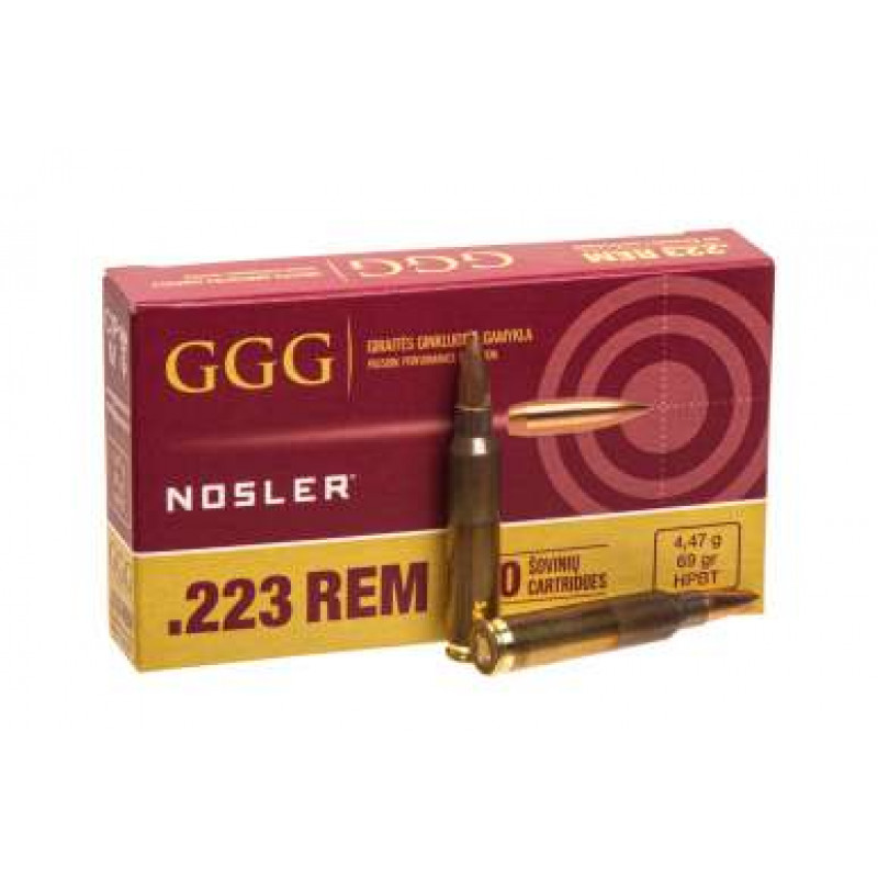 ПАТРОН НАРІЗНИЙ GGG K.223REM 69GR (4,47Г.) HPBT NOSLER 20ШТ./700ШТ