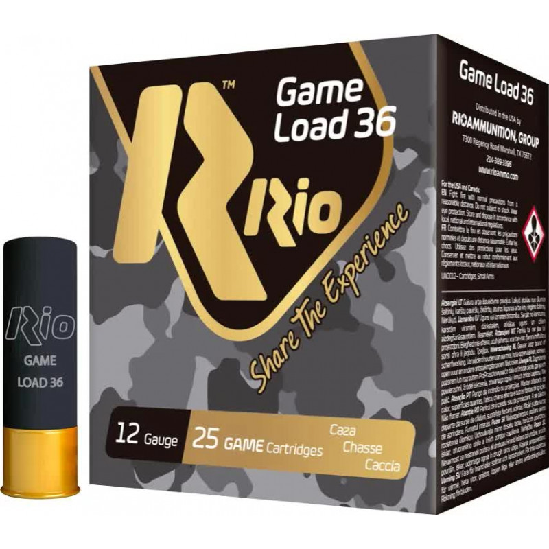Патрон RIO Game Load-36 NEW кол. 12/70 дробь №00 (4.5 мм) навеска 36 г