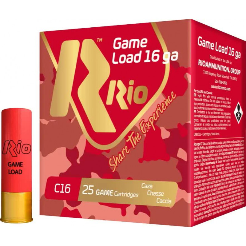 Патрон RIO Game Load C16 NEW (без контейнера) кал. 16/70 дробь №3 (3.5 мм) навеска 28 г