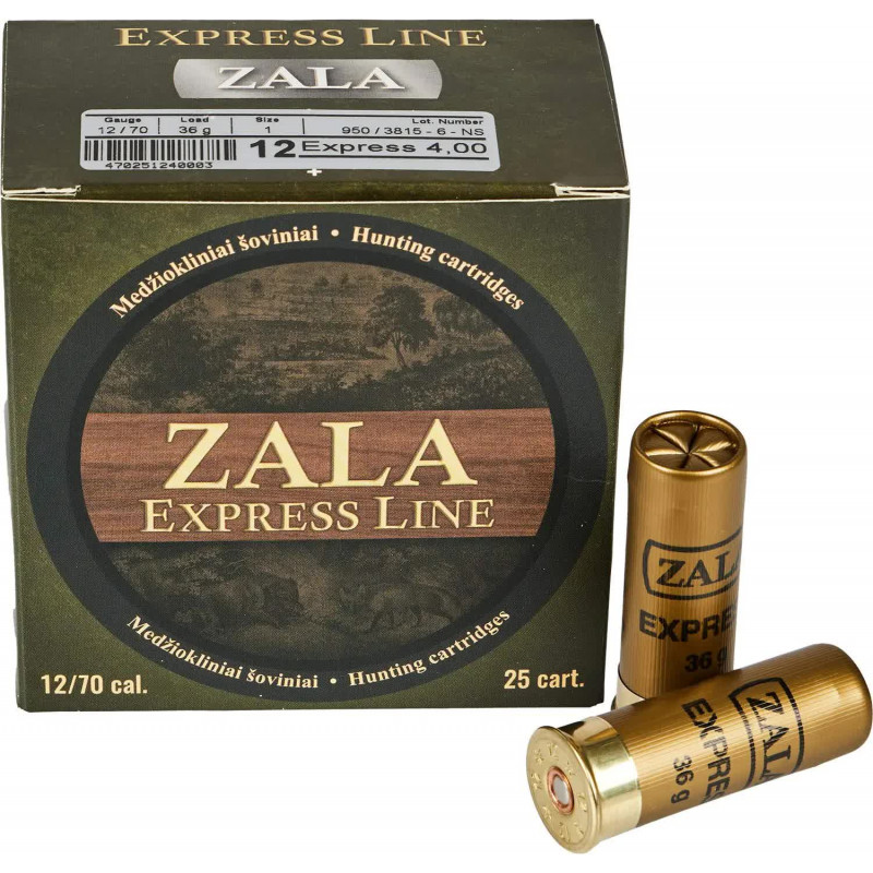 Патрон Zala Arms Express кал. 12/70 дробь № 1 (4 мм) навеска 36 г Патрон Zala Arms Express кал. 12/70 дробь № 1 (4 мм) навеска 36 г