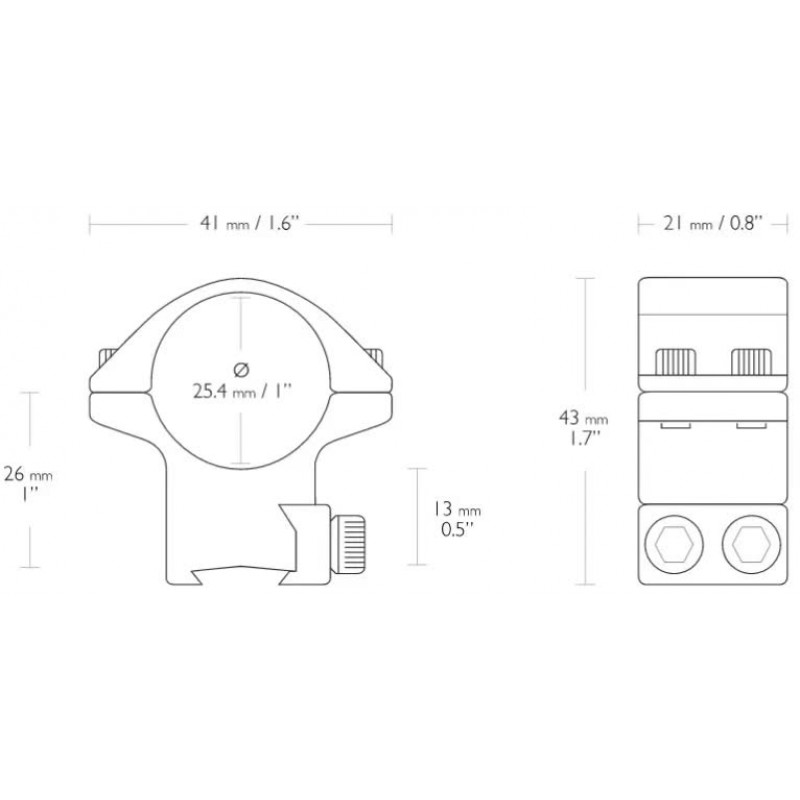 Кольца Hawke Match Mounts. d - 25.4 мм. Medium. "Ласточкин хвост"