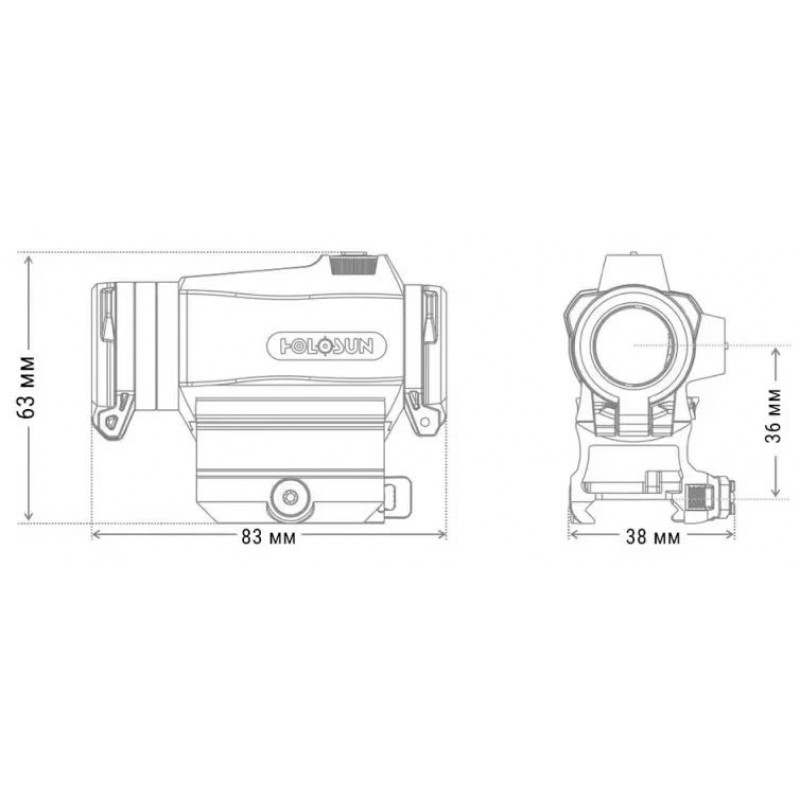 Прицел коллиматорный Holosun HE515CT-RD точка 2 MOA + круг 65 МОА