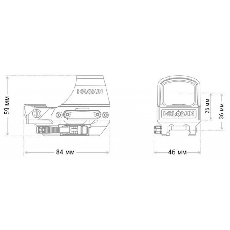 Прицел коллиматорный Holosun HS510С точка 2 MOA + круг 65 МОА