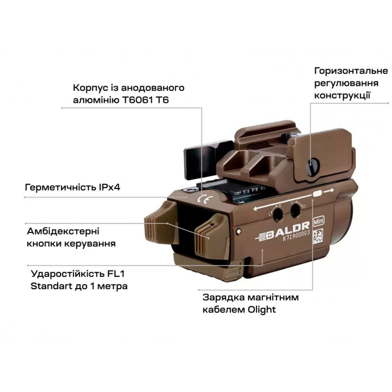 Фонарь с ЛЦВ Olight Baldr Mini Green Laser Desert Tan