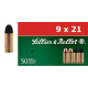Патрон Sellier & Bellot кал. 9x21 IMI куля SP маса 8,0 г/ 124 грана. Поч. швидкість 365 м/с.