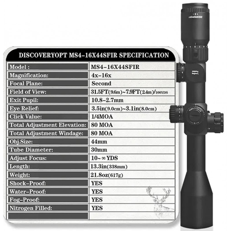 Приціл Discovery Optics MS 4-16X44 SFIR SFP-MOA (30 мм, підсвічування)