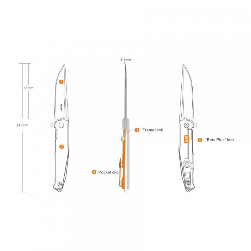 Ніж складаний туристичний Ruike P108-SF, (8.8 см) 14C28N / 3cr14n