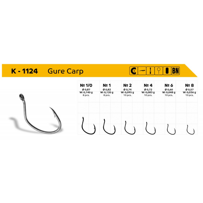 Крючки Gurza K-1124 GURE CARP RING BN Крючки Gurza K-1124 GURE CARP RING BN
