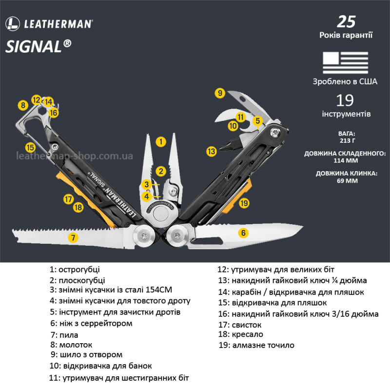Мультитул LEATHERMAN SIGNAL Green Topo 832692